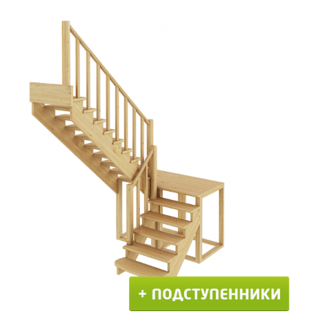 Лестница К-004м/4 с подступенками Л дуб