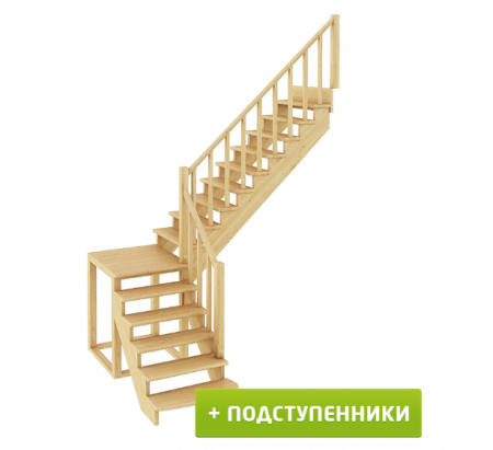 Лестница К-002м/2 с подступенками П дуб
