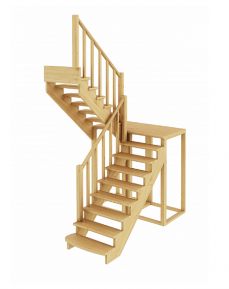 Лестница К-004м/2 без подступенков Л дуб