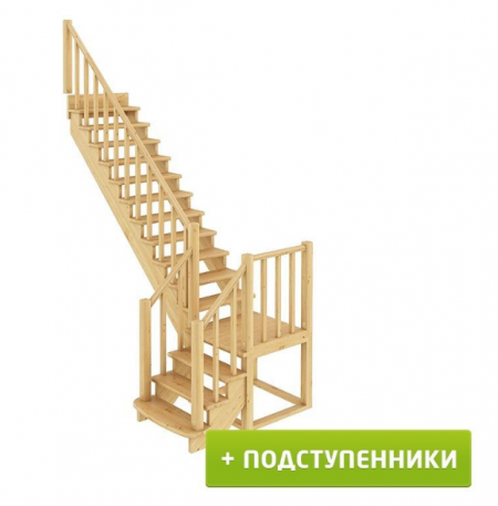 Лестница К-022м с подступенками Л сосна