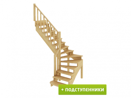Лестница К-001м/2 с подступенками Л сосна