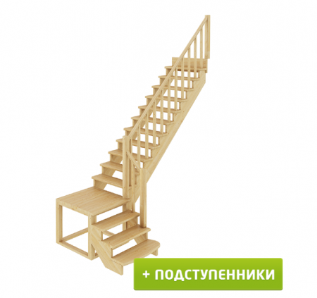 Лестница К-002м/1 с подступенками П дуб