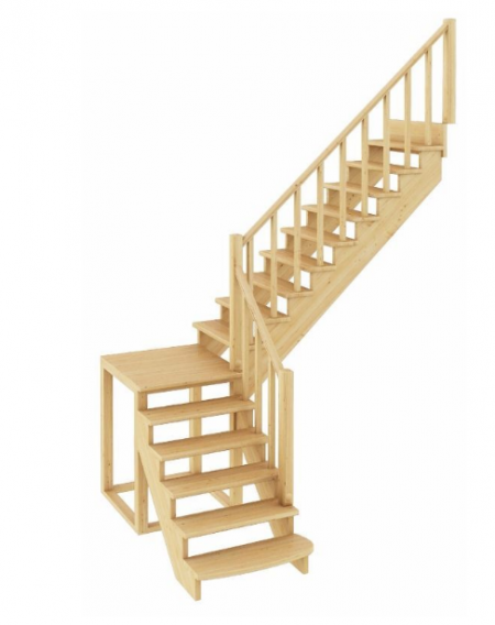 Лестница К-002м/3 без подступенков П сосна