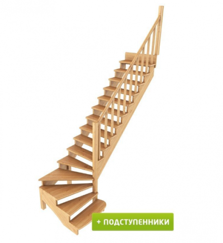 Лестница К-001м/8 с подступенками П дуб