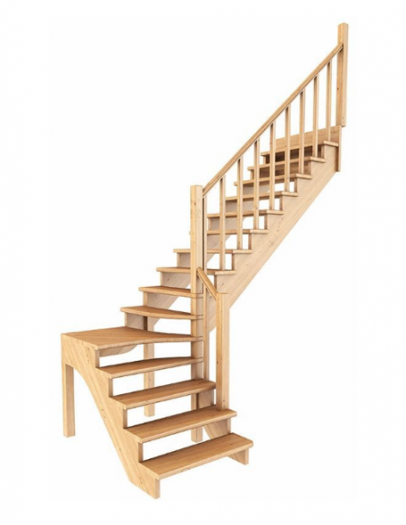 Лестница К-031м/4 без подступенков П дуб