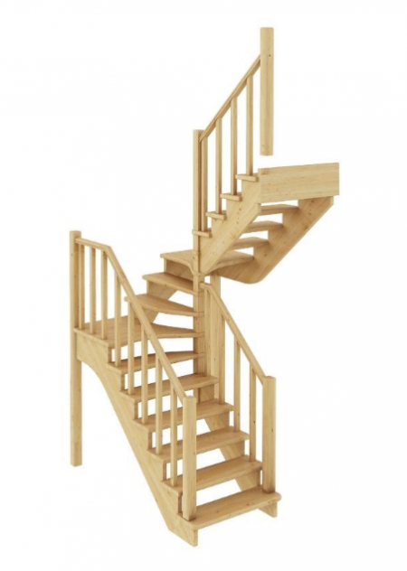 Лестница К-034м без подступенков П сосна