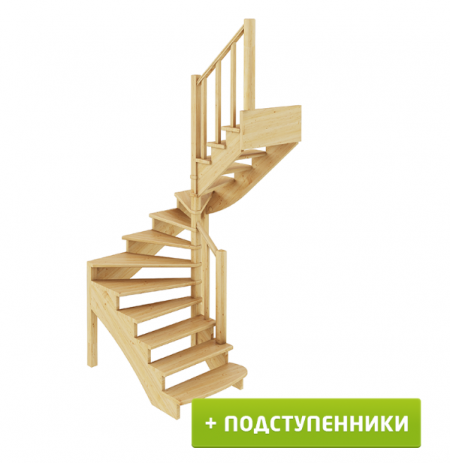 Лестница К-003м/2 с подступенками П дуб