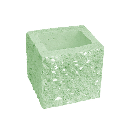 Сплитерный стеновой полублок угловой ССБУ 19 зеленый с мраморной крошкой